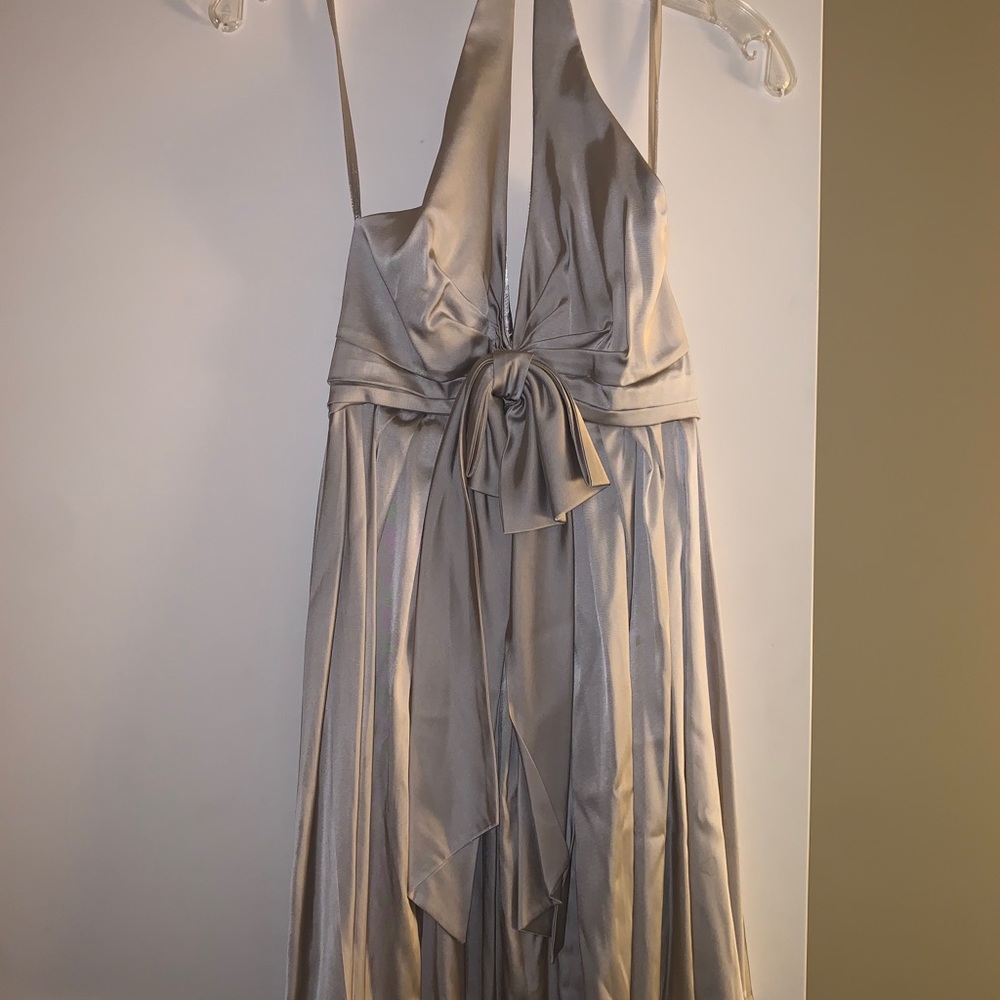 Bebe champagne halter cocktail dress